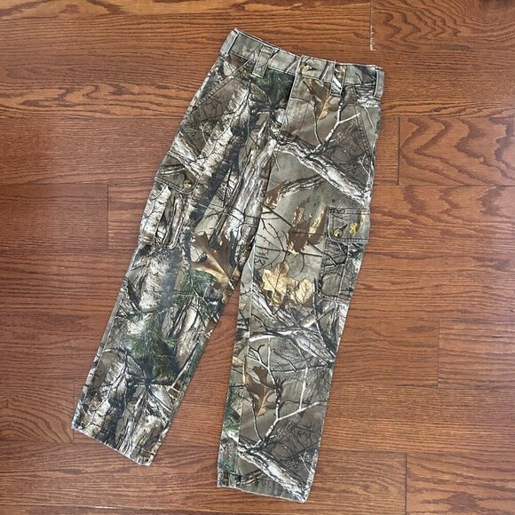 Browning Youth Cargo Camoflage Hunting Pants Size Medium  Deer Hunt Duck Hunt - Picture 2 of 10